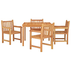 Avis Salle à dîner de jardin 5 pcs,Table et chaise à manger Bois de teck massif -MN11684