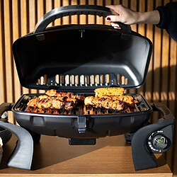 Livoo Barbecue à gaz portable grille émaillée amovible de 50 x 37,5cm Allumage électrique intégré Brûleurs en acier inoxydable