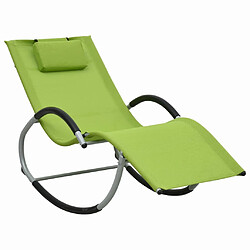 Maison Chic Chaise longue avec oreiller | Bain de soleil Relax | Transat Vert Textilène -GKD94687