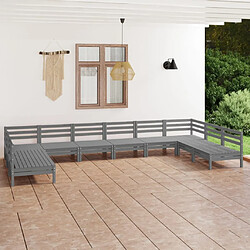 Maison Chic Salon de jardin 10 pcs - Table et chaises d'extérieur - Mobilier/Meubles de jardin Moderne Gris Bois de pin massif -MN94066