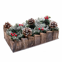 BigBuy Christmas Bougeoirs de Noël Blanc Rouge Vert Naturel Bois Verre Plastique 30 x 15 cm