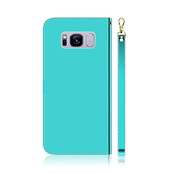 Avis Wewoo Housse Coque Etui à rabat horizontal en surface imitation miroir pour Galaxy S8 avec porte-cartes et emplacements cartes ainsi que portefeuille et lanière Vert menthe