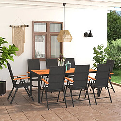 Salle à manger de jardin 9 pcs,Table et chaise à dîner Noir et marron -MN28096