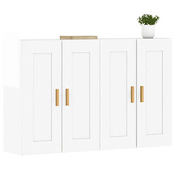 Avis Maison Chic Lot de 2 Armoires murales,Meuble de Rangement,Armoire Suspendue blanc brillant bois d'ingénierie -MN79404