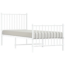 Avis vidaXL Cadre de lit métal sans matelas avec pied de lit blanc 75x190cm