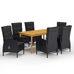 Salle à manger de jardin 7 pcs,Table et chaise à dîner Noir -MN85402