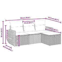 Avis vidaXL Salon de jardin 4 pcs avec coussins gris clair résine tressée