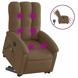 Maison Chic Fauteuil Relax pour salon, Fauteuil inclinable de massage électrique Marron Tissu -GKD16651