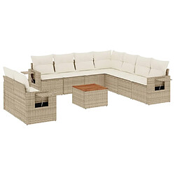 Maison Chic Salon de jardin avec coussins 10 pcs, Ensemble Tables et chaises de jardin, beige résine tressée -GKD684452