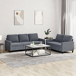 Maison Chic Ensemble de canapés 2 pcs avec coussins, Canapé droit Sofa pour Salon Gris foncé Velours -GKD703240