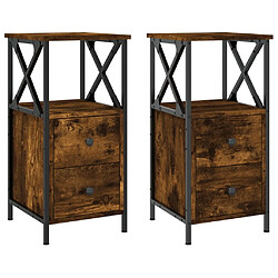 Maison Chic Lot de 2 Tables de chevet - Tables de Nuit chêne fumé 34x35,5x70 cm bois ingénierie