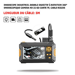 Endoscope Industriel Double Objectif à Rotation 360°, Cable Rigide Caméra 9 , LED, 32 Go Carte TF, HD 1080p, 16mm + 8mm/9mm + 8mm