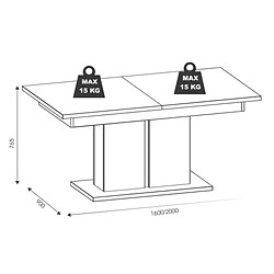 Avis Dansmamaison Table de repas 160/200 cm à allonge Blanc - KIELE