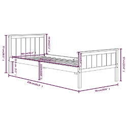 vidaXL Cadre de lit sans matelas marron foncé bois pin massif 90x200cm pas cher