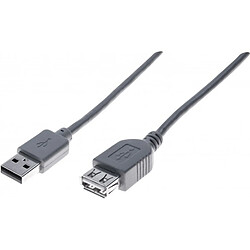 Abi Diffusion Rallonge éco USB 2.0 A / A grise - 1,8 m