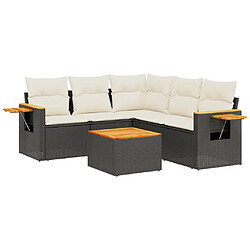 Maison Chic Ensemble Tables et chaises d'extérieur 6pcs avec coussins,Salon de jardin noir résine tressée -GKD289593