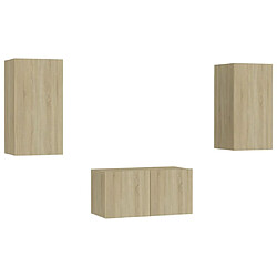 Maison Chic Ensemble de meubles TV 3 pcs | Banc TV Moderne pour salon | Meuble de Rangement - Chêne sonoma Aggloméré -MN87291