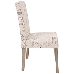 Acheter Decoshop26 Lot de 2 chaises de salle à manger cuisine en tissu crème motif écriture des pieds en bois clair 04_0000429