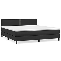 vidaXL Sommier à lattes de lit avec matelas Noir 180x200 cm Similicuir