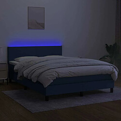 Acheter Maison Chic Lit adulte- Lit + matelas,Sommier à lattes de lit avec matelas LED Bleu 140x200 cm Tissu -GKD31054