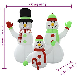 vidaXL Famille de bonhommes de neige gonflable avec LED 500 cm pas cher