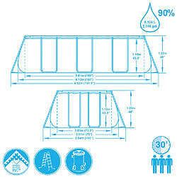 Bestway Kit piscine tubulaire rectangulaire Power Steel - L 412 x l 201 x H 122 cm