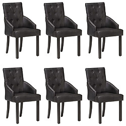 vidaXL Chaises à manger lot de 6 noir cuir de chèvre véritable 