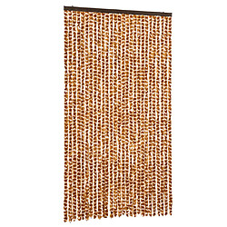 vidaXL Rideau anti-mouches ocre et blanc 118x220 cm chenille