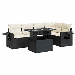 vidaXL Salon de jardin 6 pcs avec coussins noir résine tressée