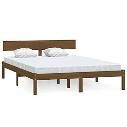 vidaXL Cadre de lit sans matelas marron miel bois massif 120x200 cm