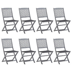 vidaXL Chaises pliables d'extérieur lot de 8 et coussins Bois d'acacia