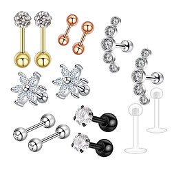 Acheter 1 Set Nez Lèvre Langue Sourcils Tragus Nombril Anneau Piercings E