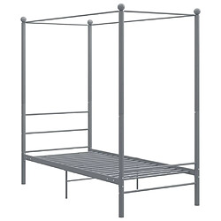 vidaXL Cadre de lit à baldaquin sans matelas gris métal 90x200 cm