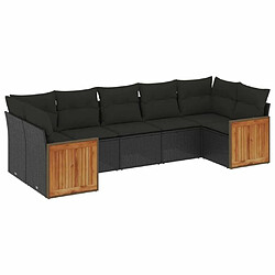 Maison Chic Salon de jardin 7 pcs avec coussins | Ensemble de Table et chaises | Mobilier d'Extérieur noir résine tressée -GKD70230