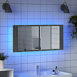 Avis vidaXL Armoire à miroir à LED de bain gris sonoma 100x12x45 cm