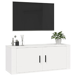 Avis vidaXL Meuble TV mural Blanc 100x34,5x40 cm