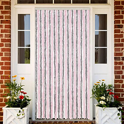 vidaXL Rideau anti-mouches gris argenté et rose 100x200 cm chenille