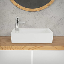 Acheter ML-Design Lavabo en Céramique, Rectangulaire, 51x25x13 cm, Blanc, Trou pour Robinet à Gauche, Montage Mural ou Sur Plan, Vasque à Poser, Lave Mains Petit Évier Supendu pour Salle de Bain Toilette