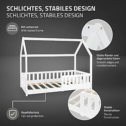 ML-Design Lit d'enfants + matelas et protection anti chutes style maison blanc 80x160 cm