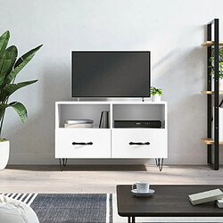 Maison Chic Meuble TV scandinave - Banc TV pour salon Blanc brillant 80x36x50 cm Bois d'ingénierie -MN74270