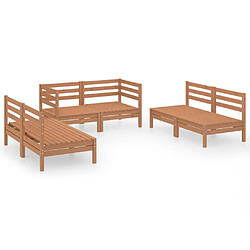 Maison Chic Salon de jardin 6 pcs - Table et chaises d'extérieur - Mobilier/Meubles de jardin Moderne Marron miel Bois de pin massif -MN48934