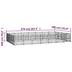 vidaXL Chenil d'extérieur pour chiens Acier 26,35 m² pas cher