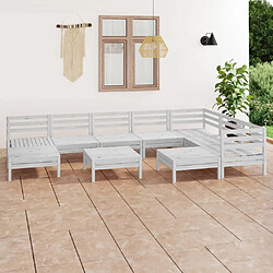 Maison Chic Salon de jardin 10 pcs - Table et chaises d'extérieur - Mobilier/Meubles de jardin Moderne Bois de pin massif Blanc -MN46515