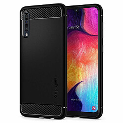 Spigen Sgp Spigen Coque Samsung A50, Coque Galaxy A50 [Rugged Armor] Souple, Fibre de Carbone, Noir Matte, Antichoc, Anti-Rayure, Coque Etui Housse pour Le Samsung Galaxy A50 / A50s / A30S - Noir