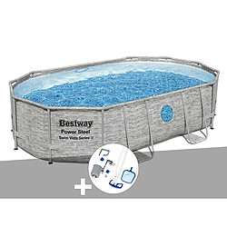 Kit piscine tubulaire ovale Bestway Power Steel SwimVista avec hublots 4,88 x 3,05 x 1,07 m + Kit d'entretien Deluxe