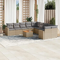 Maison Chic Salon de jardin 11 pcs avec coussins | Ensemble de Table et chaises | Mobilier d'Extérieur beige résine tressée -GKD20514