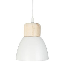 Suspension design en métal et bois coloris blanc - Dim : D.15 x H.17 cm -PEGANE-