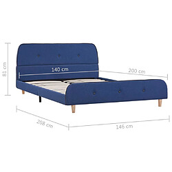 vidaXL Cadre de lit sans matelas bleu tissu 140x200 cm pas cher