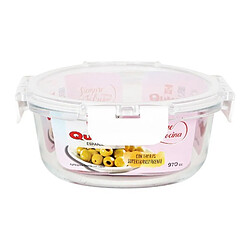 Totalcadeau Lunch box avec fermeture hermétique Ronde Acrylique Transparent boite repas Capacité - 390 cc - Ø 14 pas cher