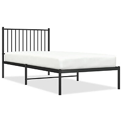 vidaXL Cadre de lit métal sans matelas avec tête de lit noir 90x200 cm